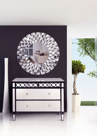 Lustro okrągłe Eris 100cm w stylu glamour w lustrzanej ramie AH-14TM098