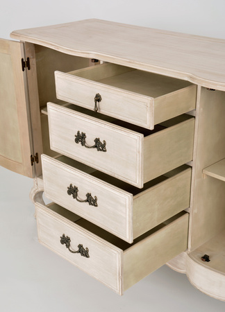 Komoda drewniana z szufladami jasnobeżowa Venezia Bianco VEB803K 