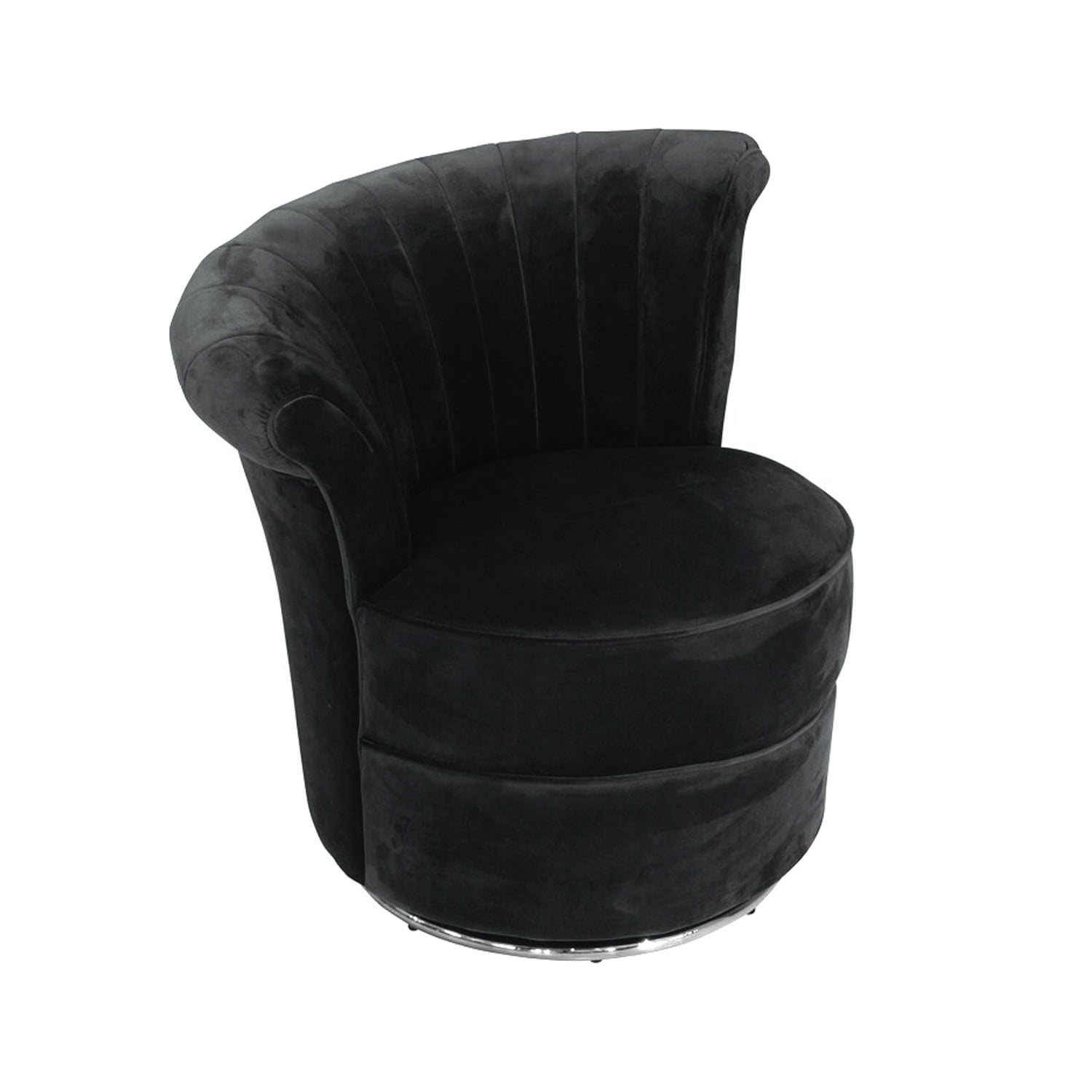 Fotel Gabi 69/71/74cm tapicerowany w czarnym welurze na srebrnej metalowej podstawie C0158-1D Black