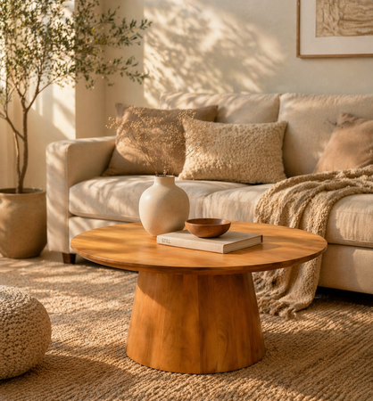 Marmoholz Trento Legno – Stolik Kawowy | Jasny Mango | Ø80 cm