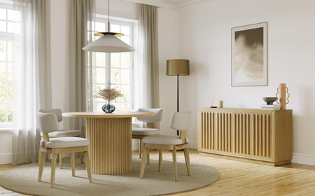 Stół drewniany okrągły do jadalni w nowoczesnym stylu jasne drewno 122cm Avola AV2421-48