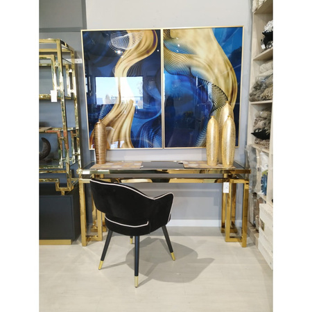 Krzesło do jadalni Nizza 61/62/80cm tapicerowane czarnym welurem z białą lamówką AH-C0181-1DMV