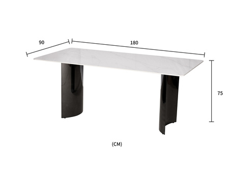Stół prostokątny do jadalni w nowoczesnym stylu czarne nogi 180cm Modig M91
