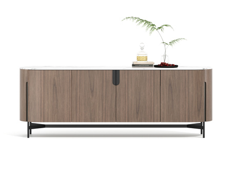 Komoda do salonu minimalistyczna orzech włoski czarne nóżki Silario SA01