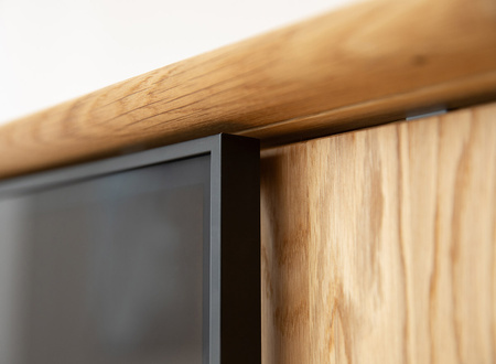 Szafka RTV dębowa ze szkłem duża Modern Loft Katmandu PLMOL07S