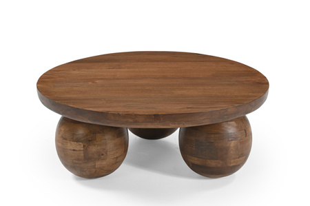 Marmoholz Siena – Stolik Kawowy | Brązowy Mango | Ø80 cm