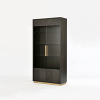 Witryna czarna z drzwiami szklanymi Seville SEV26-2