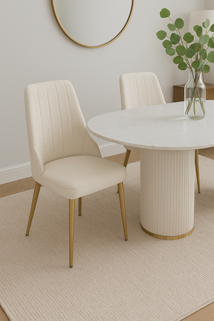 Krzesło tapicerowane jasne złote nogi Modig M4-10