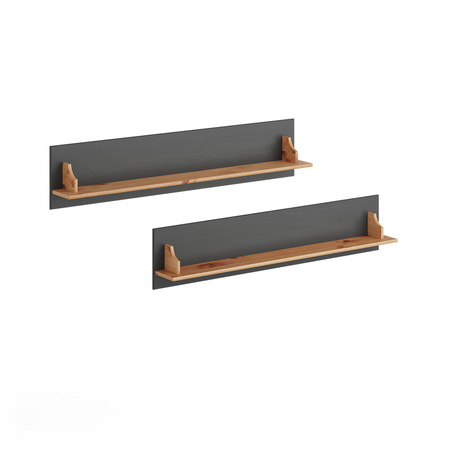 Półki sosnowe 2szt. grafit - naturalna sosna Belluno Elegante Katmandu PL008G/P