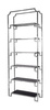 Regał nowoczesny metalowy Hyatt Silver 90/32/230 cm ze szklanymi półkami ekskluzywny designerski srebrny metalowy Z0226MV Silver