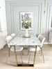 Stół do jadalni Madera 180/90/75cm w stylu glamour z białym marmurowym blatem o złotym stelażu TG-152 gold/white