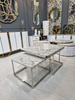 Zestaw stolików kawowych do salonu Porto srebro/biel M_ARTE_POR_01