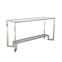 Konsola Yara Silver 45/78/160cm wykończona w srebrze z dwoma szklanymi blatami Z0265 Silver