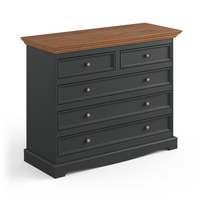 Komoda 5 szuflad grafit - dąb Belluno Elegante  Katmandu PL005G/D