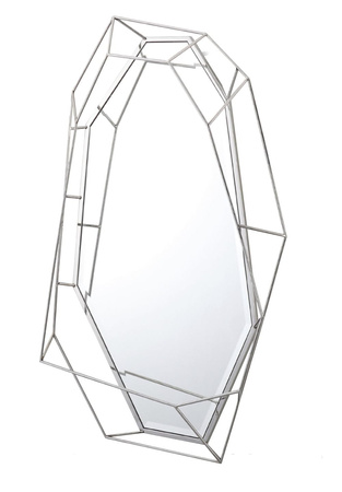 Lustro Massei II 78/127cm o nieregularnym wielokątnym kształcie ze srebrną metalową ramą 18H1037