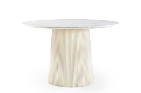 Marmoholz Scanno – Stół do jadalni | Biały Marmur & Bielony Mango | Ø120 cm