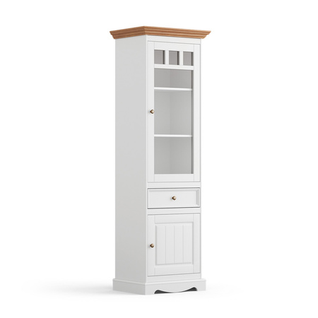 Witrynka sosnowa wąska Belluno Elegante biała/dąb  Katmandu PL014B/D