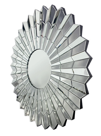 Lustro okrągłe glamour Violett Srebrne 90cm w lustrzanej wachlarzowej ramie JZ0116