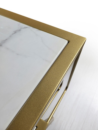 EKSPOZYCJA Stolik kawowy Esonne glamour 100/52cm złoty z białym marmurowym blatem TC113 gold