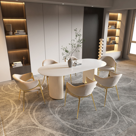 Krzesło tapicerowane jasne złote nogi Modig M5-10