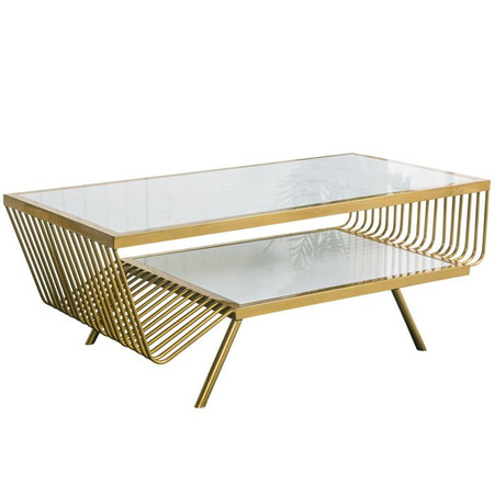 Stolik kawowy do salonu Esonne 100/52cm miodowy z białym marmurowym blatem TC113 honey