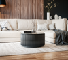 Marmoholz Treviso – Stolik Kawowy | Czarny Marmur & Czarny Mango | Ø70 cm