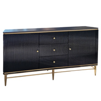 Komoda czarna do salonu sypialni Violino glamour ze złoceniami i czarnym blatem ze spieku 921-1 black-1