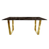 Stół do jadalni Madera 180/90/75 cm w stylu glamour z brązowym marmurowym blatem o złotym stelażu TG-152 gold/brown