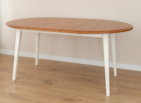 Stół okrągły rozkładany 110+50 cm Belluno Elegante biały+dąb Katmandu PL041B/D_50