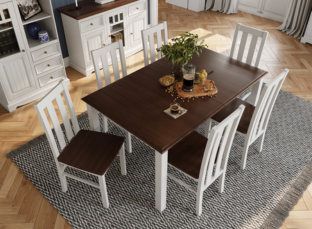 Stół sosnowy Belluno Elegante biały-orzech  Katmandu PL022B/O
