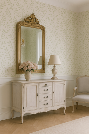 Komoda drewniana z szufladami jasnobeżowa Venezia Bianco VEB803K 