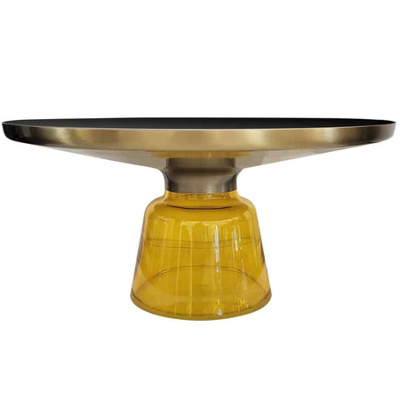 Stolik kawowy glamour Bottle Table 75/37cm żółto-złoty osadzony na szklanej nodze TG-26-low yellow