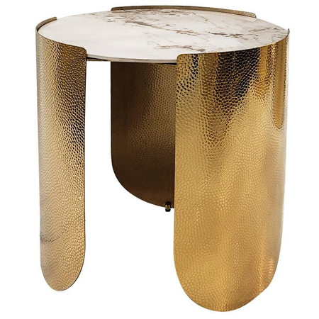 Stolik kawowy Coccodrillo S glamour z blatem ze spieku osadzony na złotym stelażu 50/50/55cm TG-625S