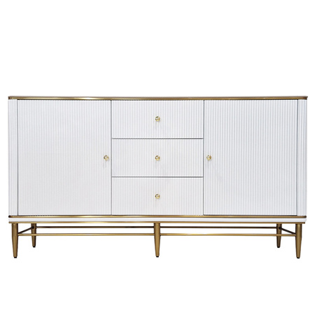 Komoda biała z szufladami do salonu sypialni Violino glamour ze złoceniami i blatem ze spieku 921-1 white