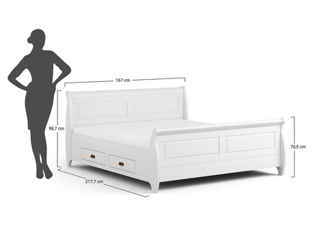 Sosnowe łóżko z drewna białe Toskania 160cm Katmandu PL2025B