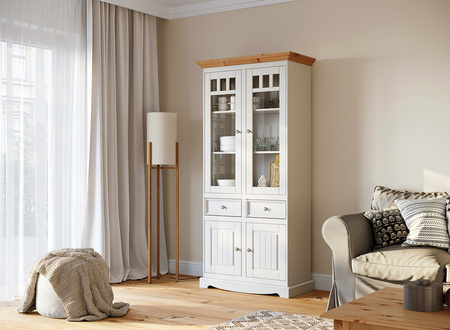 Witryna 2d biała - naturalna sosna Belluno Elegante Katmandu PL015B/P