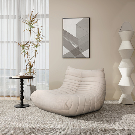 Fotel tapicerowany pufa kremowa Nua N23-4