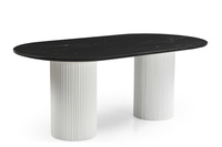 Marmoholz Ravello – Stół do jadalni Owalny | Czarny Marmur & Białe Mango | 200 x 100 cm