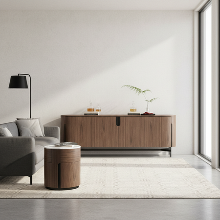 Komoda do salonu minimalistyczna orzech włoski czarne nóżki Silario SA01