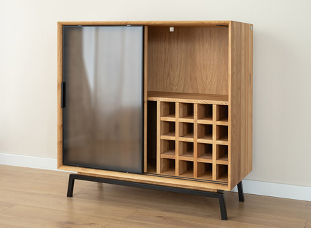 Komoda z barkiem dębowa ze szkłem Modern Loft Katmandu PLMOL01S