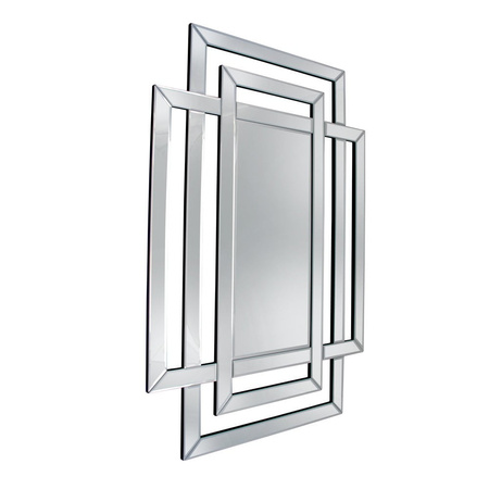 Lustro prostokątne Zita 80/120cm w stylu glamour z ramą w kształcie przeplatających się lustrzanych prostokątów AHJZ0198