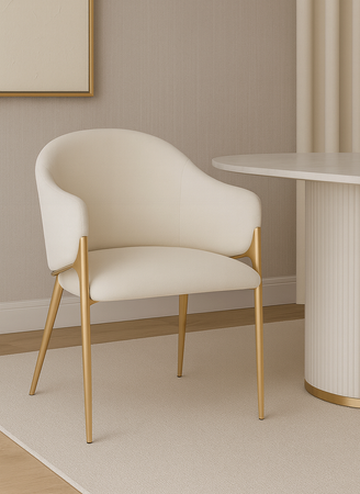 Krzesło tapicerowane jasne złote nogi Modig M5-10