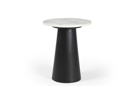 Marmoholz Trento Isola – Stolik Pomocniczy | Biały Marmur & Czarny Mango | Ø40 cm