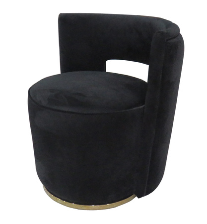 Fotel Swan 58/65/69cm tapicerowany czarnym welurem na złotej metalowej podstawie AH-CO277A-1DMV Black
