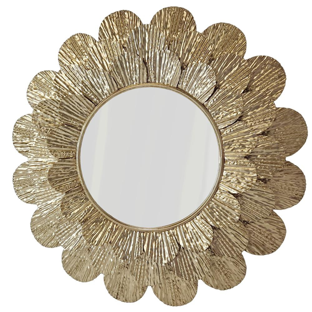 Lustro Okrągłe DAHLIA – Dekoracyjna Rama z Metaloplastyki w Stylu Glamour 23SMA1897
