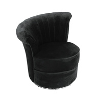 Fotel Gabi 69/71/74cm tapicerowany w czarnym welurze na srebrnej metalowej podstawie C0158-1D Black