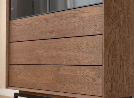 Regał dębowy duży szklany tabacco Modern Loft Katmandu PLMOL10ST