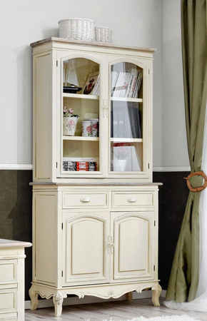 Kredens kremowy z szklaną witryną Rimini RI01