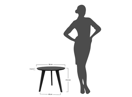 Stolik okrągły dębowy czarny 50 cm Orbetello Katmandu 3SORB50C