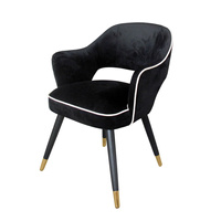 Krzesło do jadalni Nizza 61/62/80cm tapicerowane czarnym welurem z białą lamówką AH-C0181-1DMV